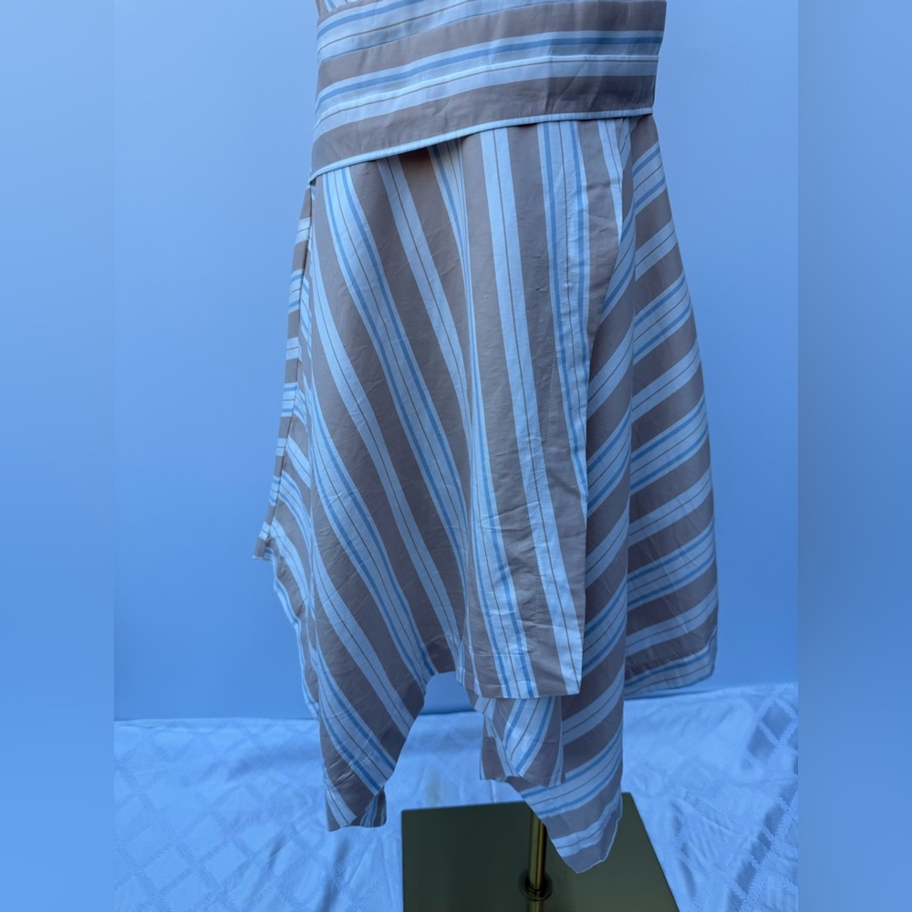 Anthropologie Maeve Asymmetrical  Wrap Shirt Dress Neutral Striped Collar SZ 6P - Picture 4 of 15